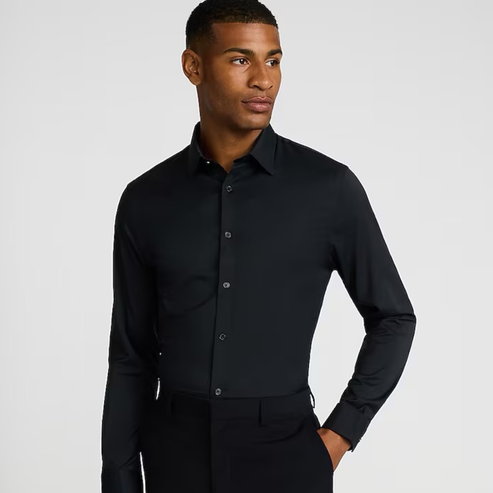Express Slim Solid Wrinkle-Resistant Everyday Performance Dress Shirt Medium